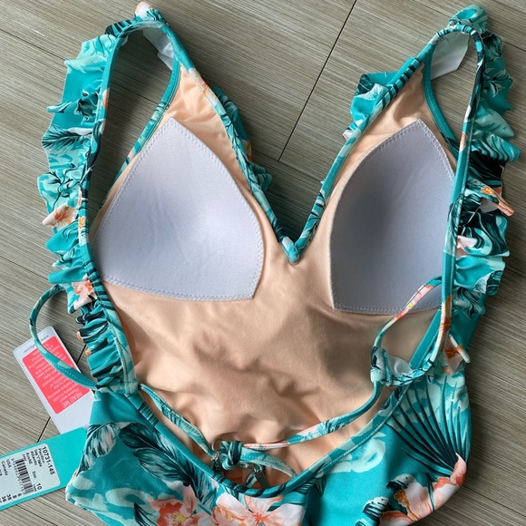 Seafolly Australia floral V neck swim suit NWT - Picture 2 of 9
